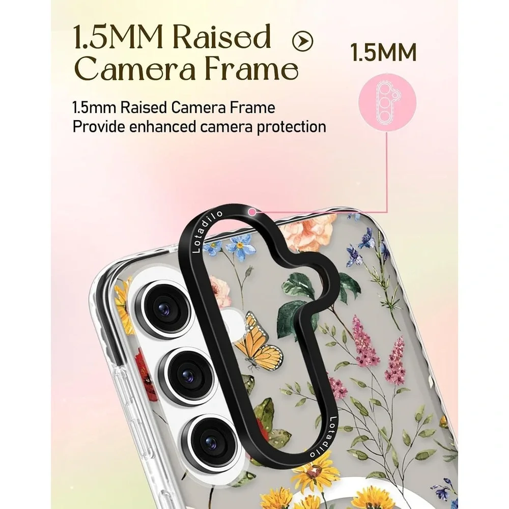 Cottagecore Romantic Clear Floral Case Samsung Galaxy A35 5G Magsafe Magnetic